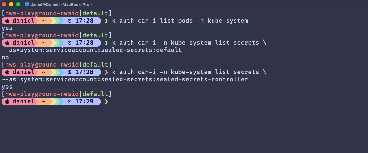 kubectl auth can-i Beispiel