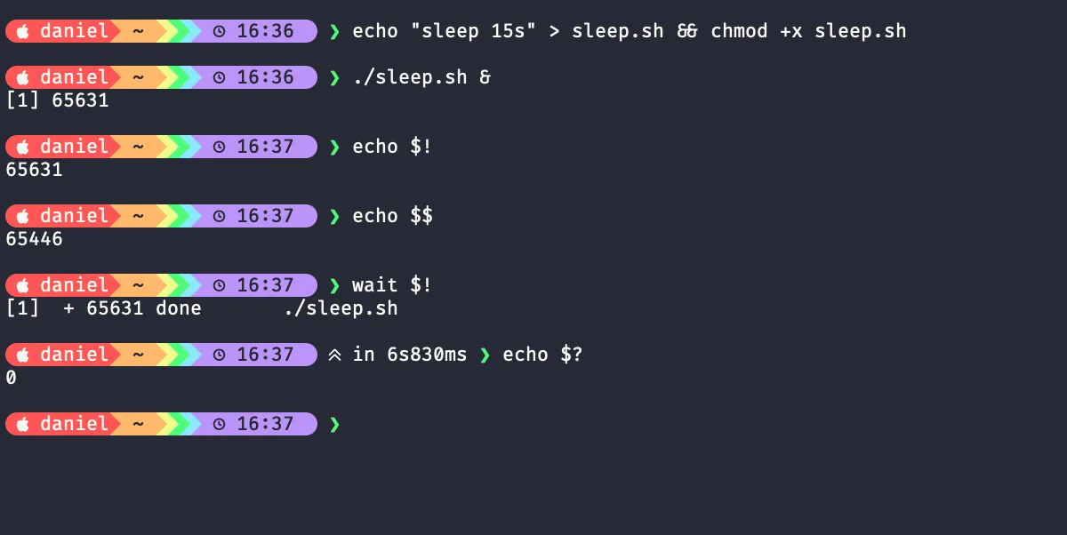 Bash special parameters example